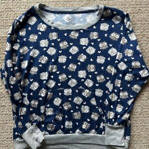 Heart Owl Print Pajama Top